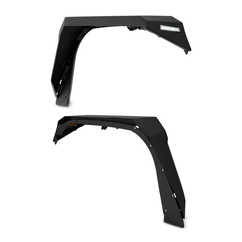 Jeep Wrangler Fender Flares - Front - Body Armor 4x4 - High Clearance Flat Design - Light Texture Black - `18-`21
